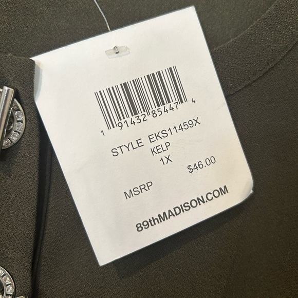 NWT 89th & Madison Olive Knit Short SleeveTop. - Picture 6 of 6